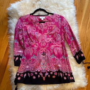 Ann Taylor loft pink blue paisley tunic size small